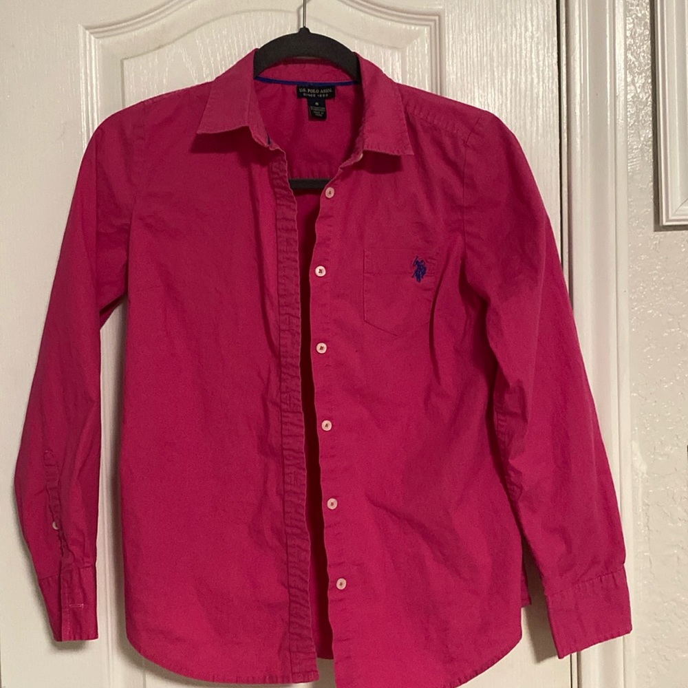US Polo Assn hot pink button down shirt